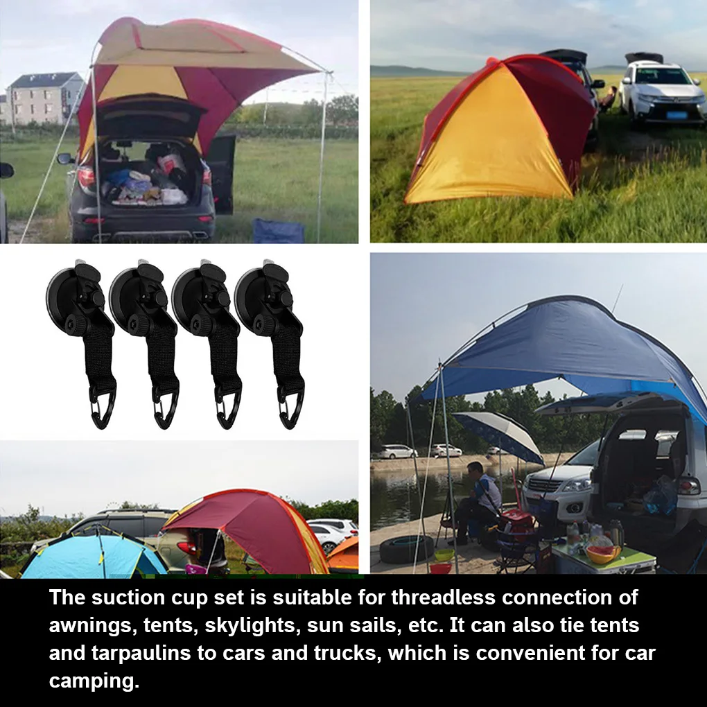 2/4 Pcs Car Tent Suction Cups Outdoor Camping Rope Powerful Suction Cup Buckle Side Tarps Tent Suckers Anchor Securing Hook