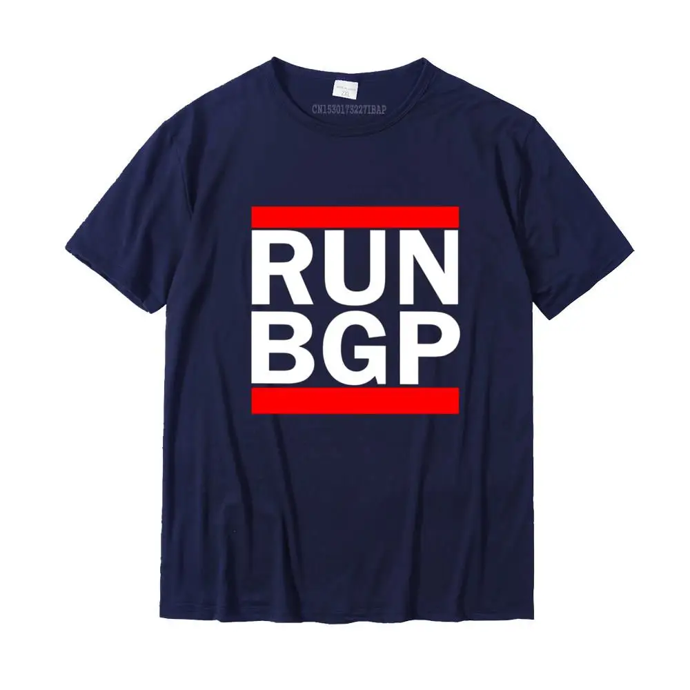 Run BGP Network Engineer Funny Computer Short Sleeve T-Shirt Cotton Men's Tshirts Customized T Shirt Slim Fit Casual