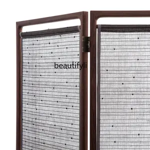 قسم قابل للطي من الخشب الصلب بشاشة زن ، أثاث الأكورديون النسيج ، أثاث غرفة المعيشة ، الطراز الصيني الجديد ، الجوز الأسود أعلى 12 مبيعات أكورديون صينية - رقم 9