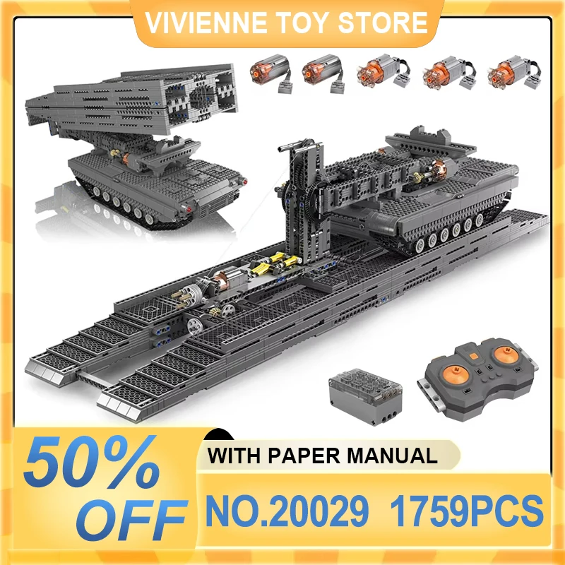 Mould King 20029 MOC Technical Tank Car Building Block RC Bridge Laying Vehicle Model Assembly Brick Toys Boy Kid Christmas Gift