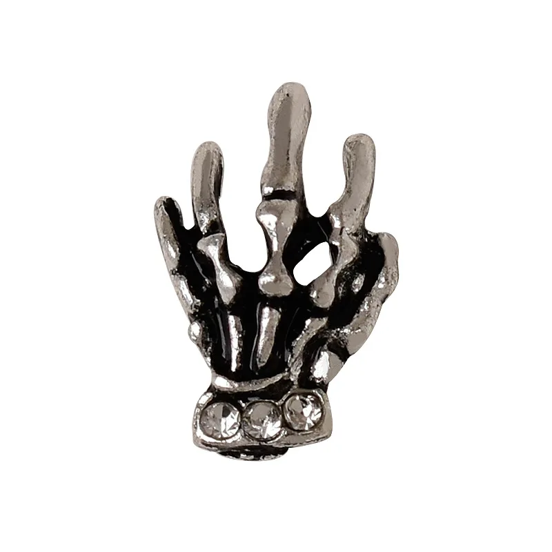 5 pçs/saco nova liga de metal retro cravejado de diamantes garra fantasma rosto crânio aranha na moda halloween 3d croc encantos da arte do prego