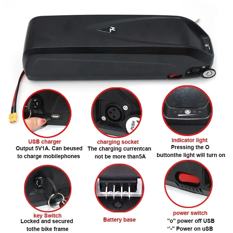 Hailong ebike Battery 36V/48V/52V-20Ah/30Ah with 60A BMS 350W 500W 750W 1000W BatterieFor Bafang/BBS02/BBS03/BBSHD