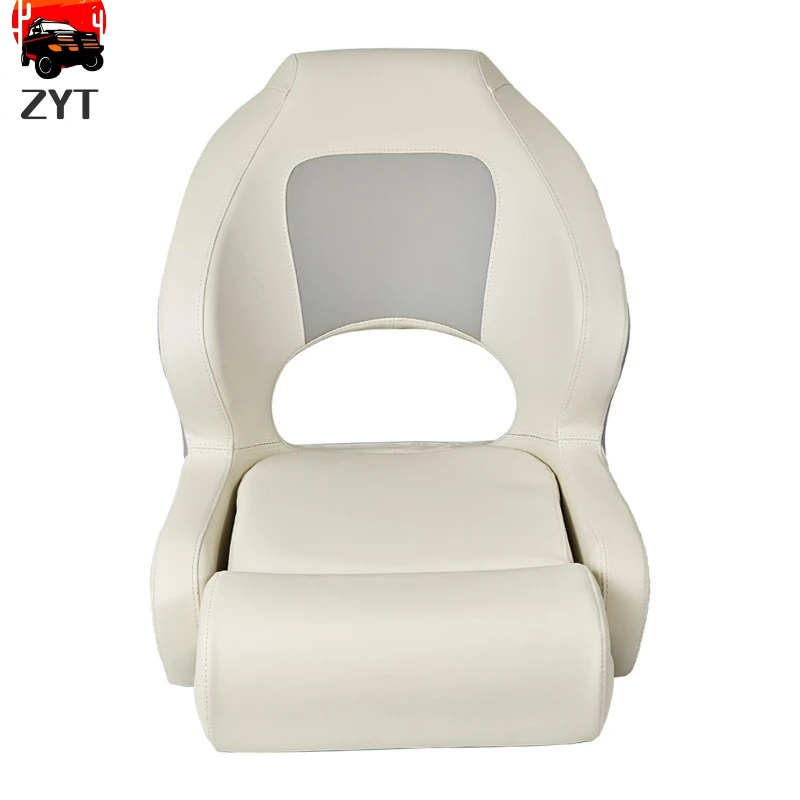 1PC White and Grey Luxury Yacht Helm Seat Waterproof Corrosion-Resistant and UV-Resistant Suitable for Speedboats and Yachts