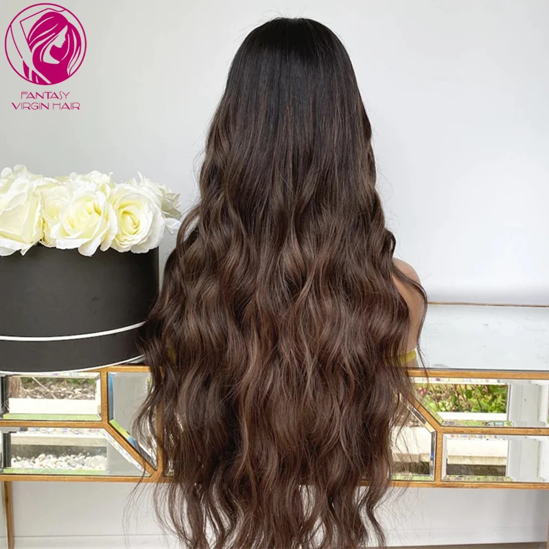 

Balayage Medium Brown Black Full Lace Wigs Human Hair Wig New in Glueless Lace Frontal Wigs Loose Body Wave Pre Plucked 13x6 30"