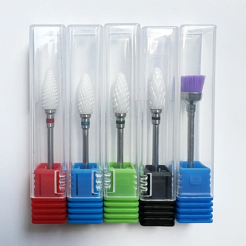 5PCS/LOT Left Hander Ceramic Nail Drill Bits Milling Cutter for Manicure Pedicure Nails Art Tools Electric Equipment Accessories