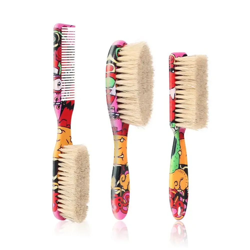 Professional ตัดผมแปรงทําความสะอาดผมผู้ชาย Horse Hair Bristle Beard แปรง Hairdressing คอ Duster หักใหม่ผมลบเครื่องมือ