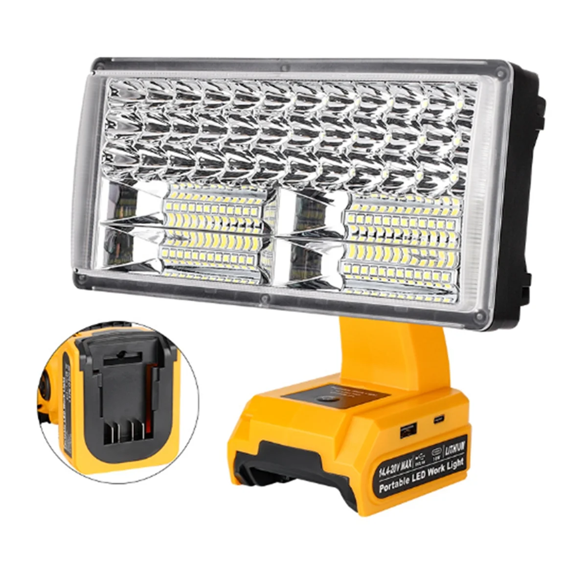 Wireless LED Work Light for Dewalt 14.4-20V Li-Ion Battery Floodlight Spotlight Outdoor Lighting Flashlight