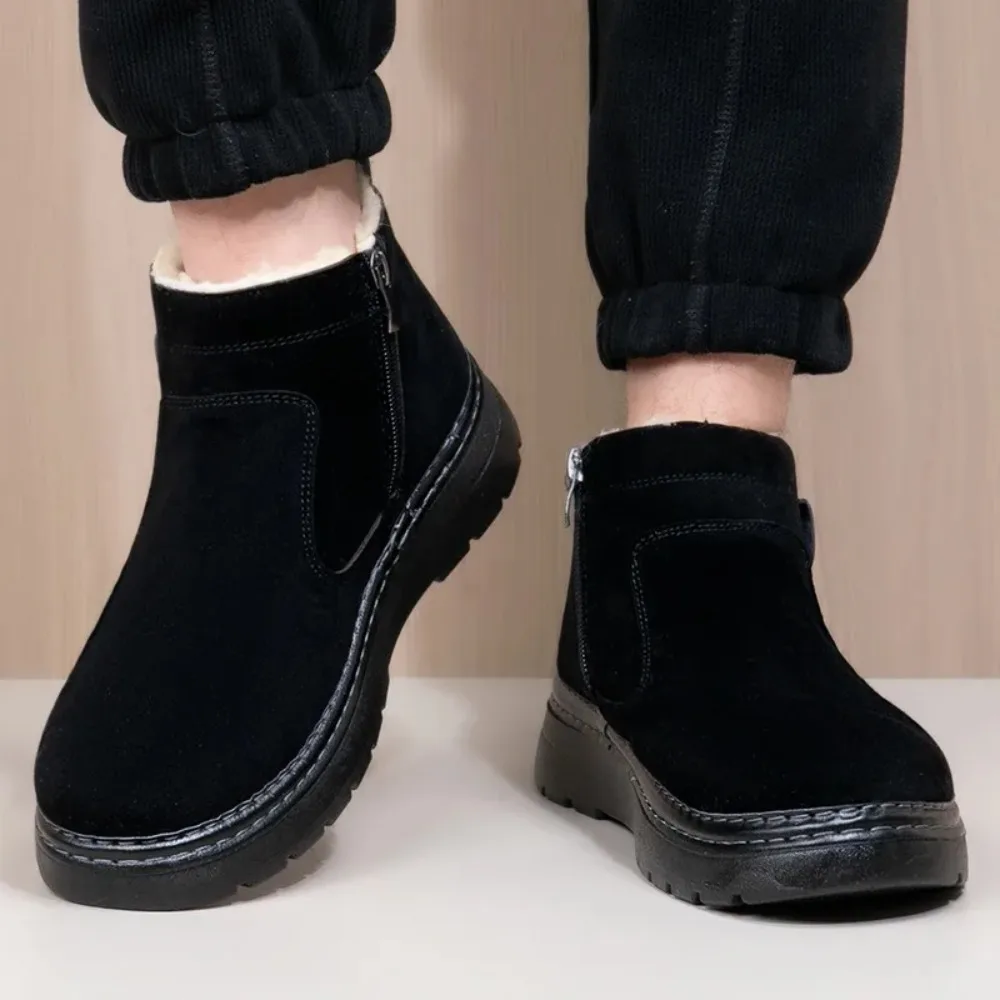 

2026 Winter New Men's High-top Cotton Shoes with Fleece for Cold Weather Comfortable and Durable Anti-slip Snow Boots Botas