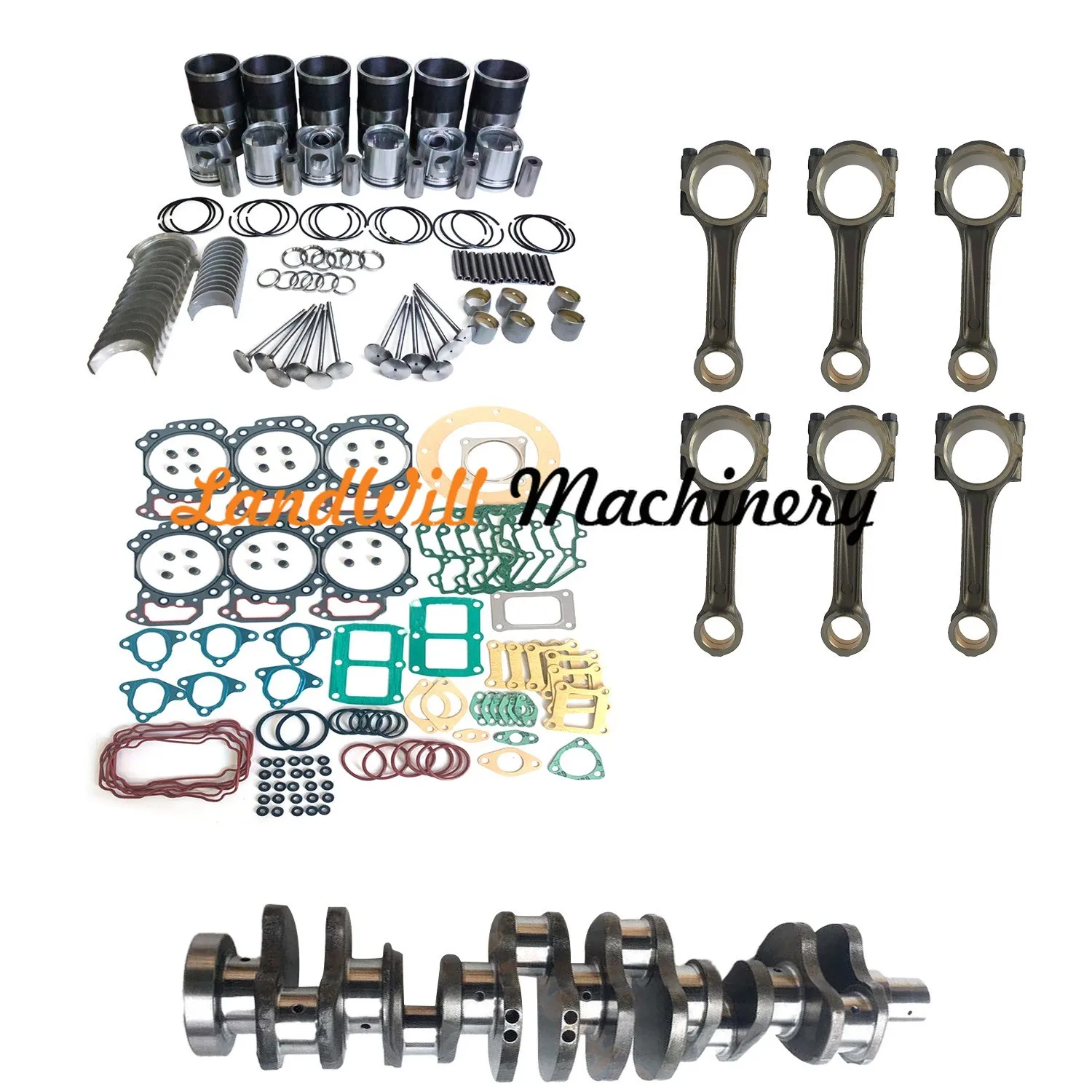 Overhaul Rebuild Kit Connecting Rod + Crankshaft Fits For Komatsu 6D125 Engine