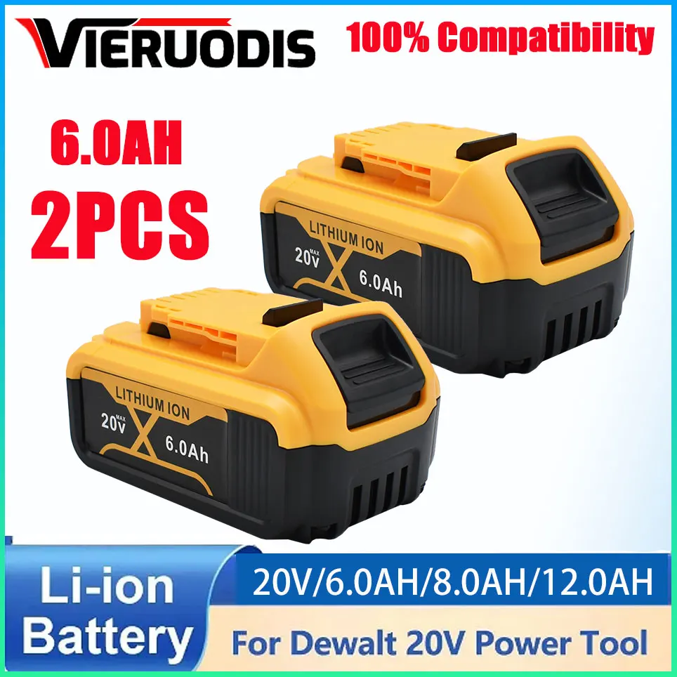 for DeWalt 20V 6.0Ah 8.0Ah  power Tools DCB184 DCB200 rechargeable electric tool  battrey 20v 6000mah Battery set