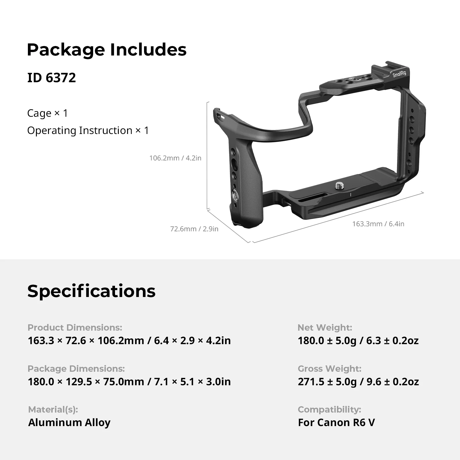 SmallRig R6 V HawkLock Quick Release Cage voor Canon R6 V Alloy Volledige Camera Cage Kit Quick Release Plaat voor Arca voor DJI RS