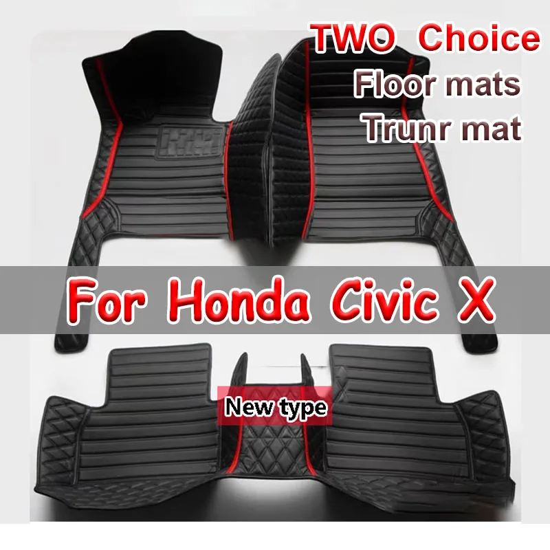 

Car Floor Mats For Honda Civic X 10 FC FK 2016~2021 Rugs Leather Floor Mat Carpets Interior Parts Waterproof Pad Car Accessories