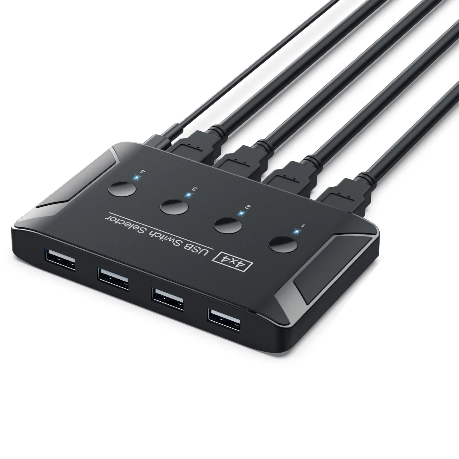 USB KVM Switch USB 2.0 Switcher 4 พอร์ตพีซีแชร์ 4 อุปกรณ์สําหรับคีย์บอร์ดเมาส์เครื่องพิมพ์ USB 2.0 ตัวเลือกสวิทช์