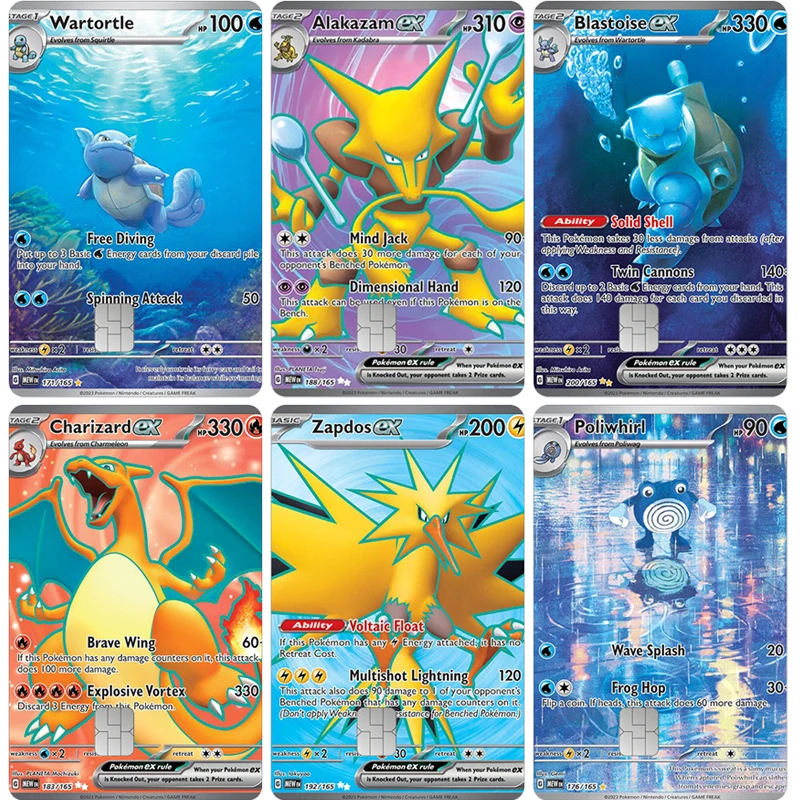 

PTCG Cards Sticker Scarlet Violet 151 Alakazam Ex Wartortle Blastoise Charizard Zapdos Poliwhirl ID Campus Patch Decals Gifts