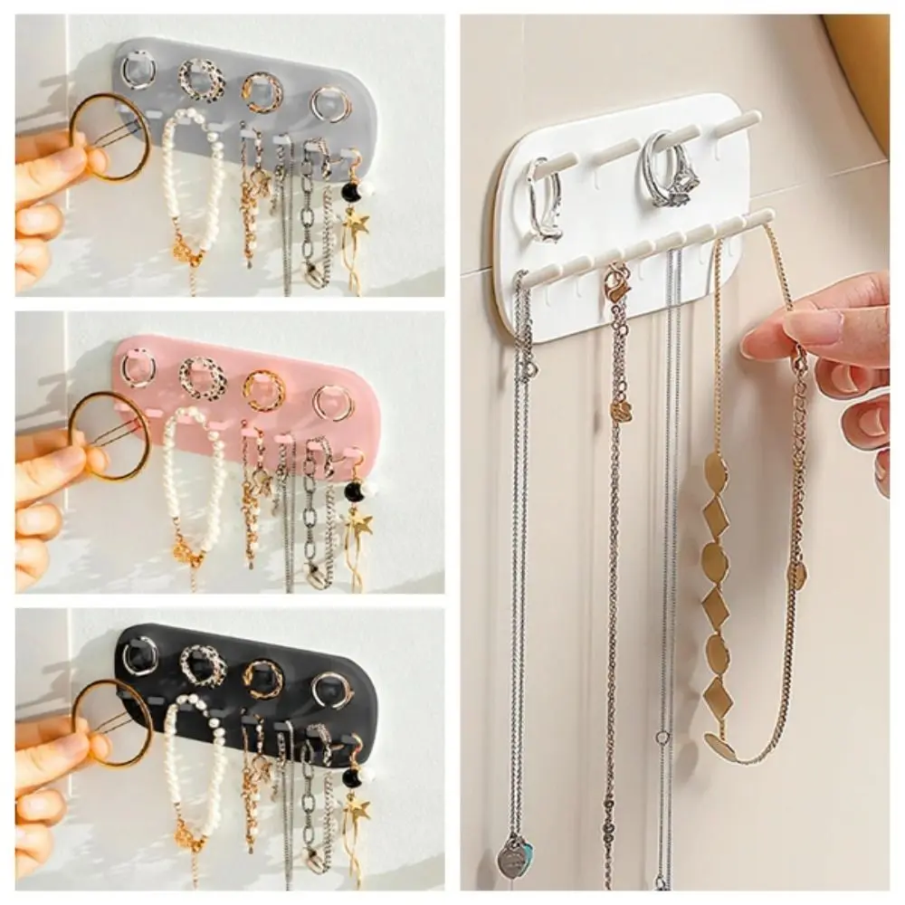 

PP Jewelry Storage Rack Wall-mounted Multifunctional Earring Display Rack No Punching Adjustable Key Chain Watch Storage Rack