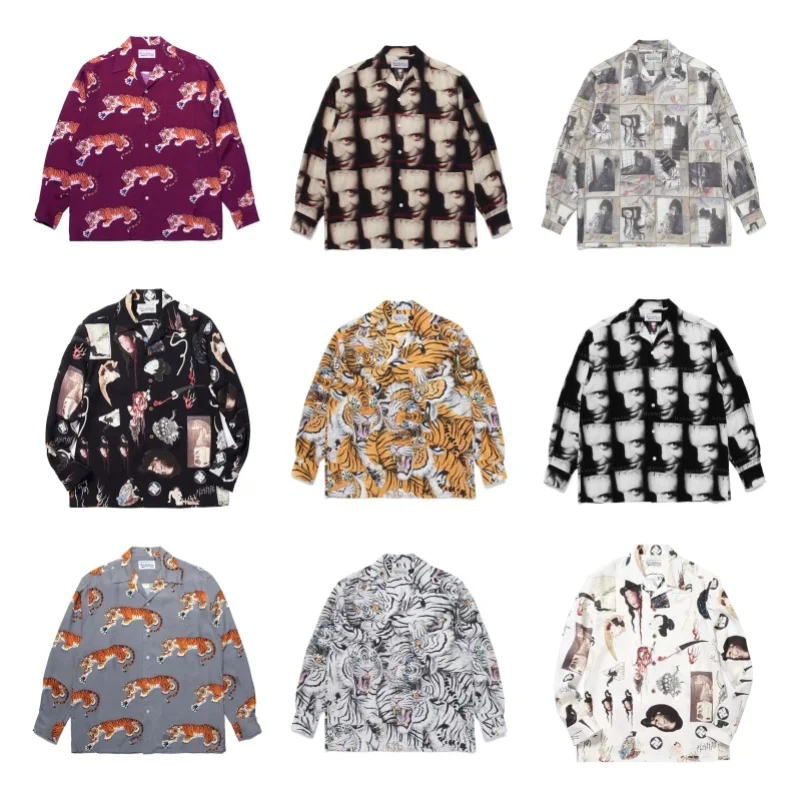 

Autumn Winter Brand Clothing Hawaii Casual Loose Long Sleeve Shirt Trendy Mens Womens WACKO MARIA Shirt Cardigan