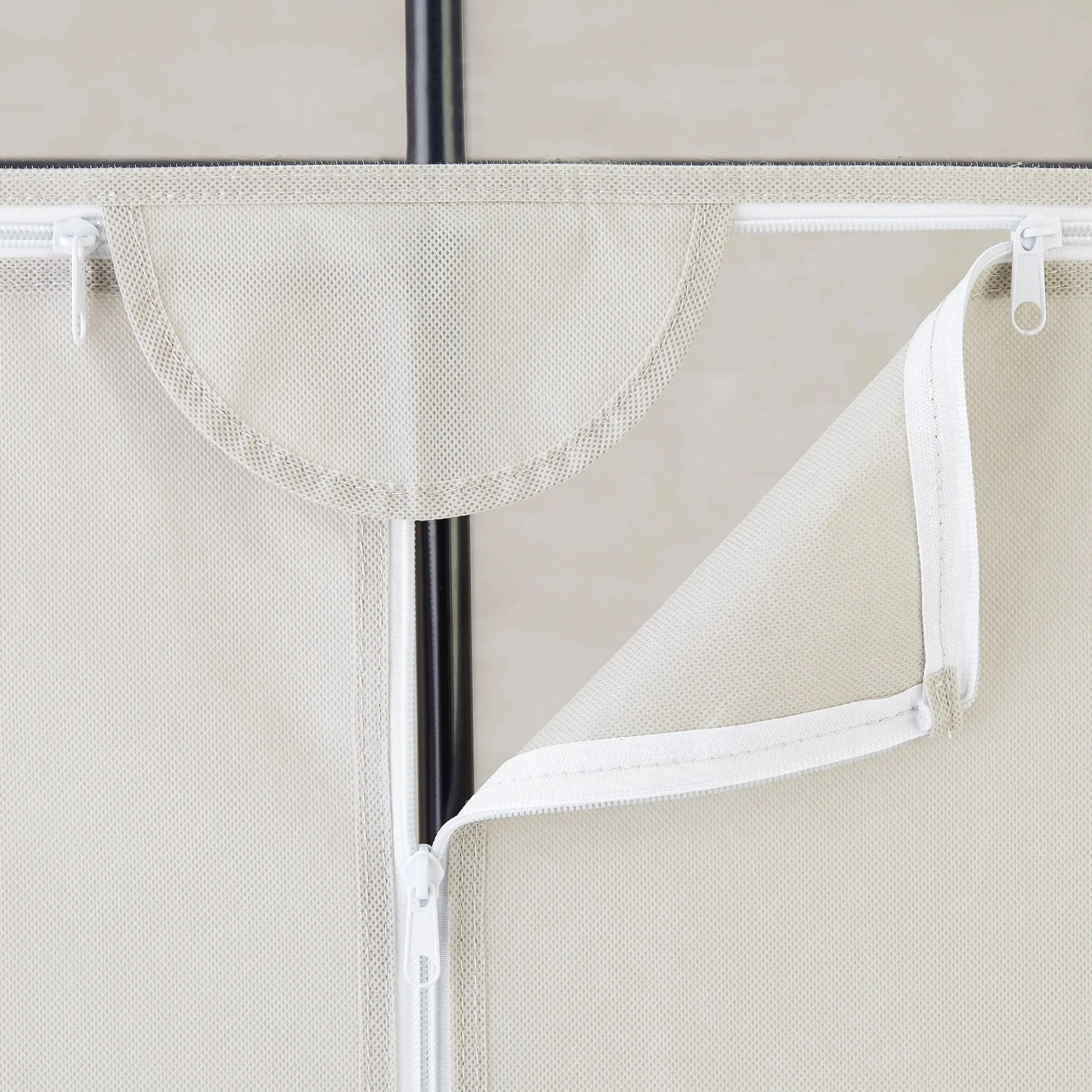 単層洋服クローゼット、36 インチ、グレー軽石。 スチールフレーム、ジッパー付きカバー。 寝室用、省スペース、組み立て簡単。