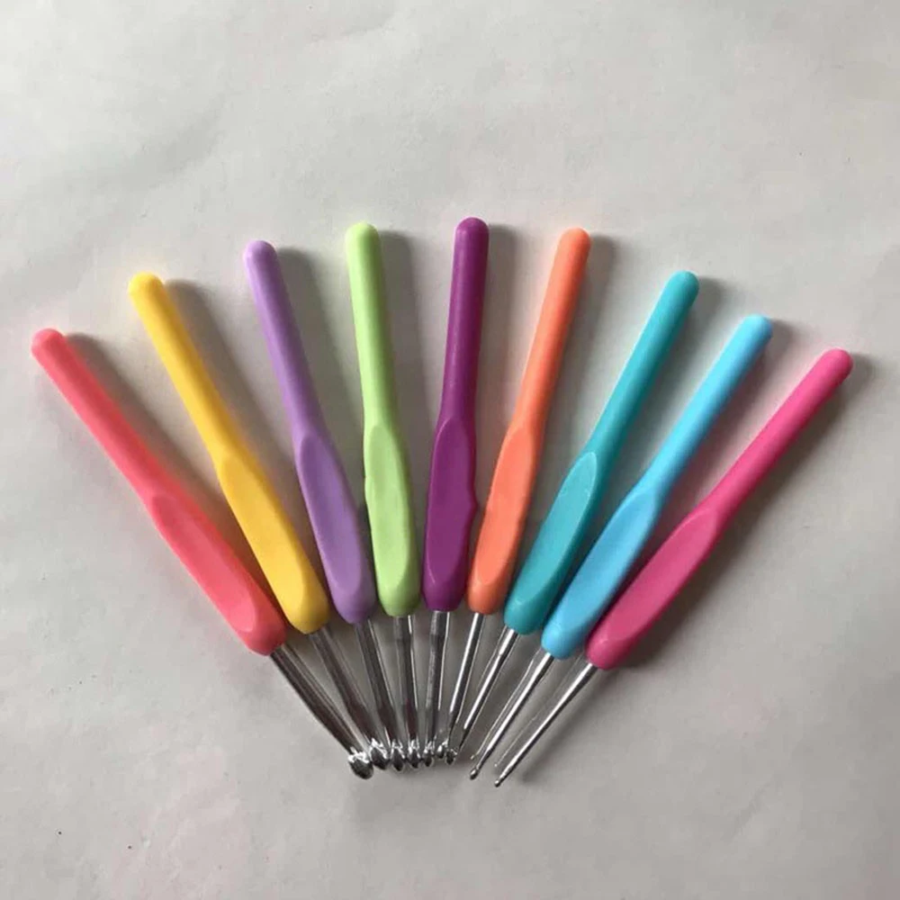9Pcs Plastic Crochet Hooks DIY Sweater and Slipper Knitting Needles Handmade Craft Knitting Tools Crochet Set S003837
