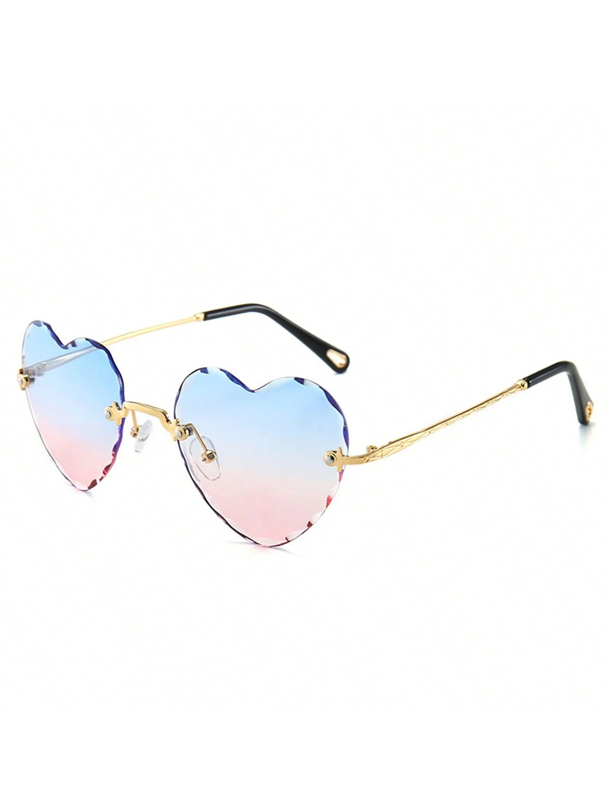 Rhaegal New Gradient Color Heart Shaped Metal Sunglasses for Women Fashionable Elegant Designer Cosmetic Glasses for Party