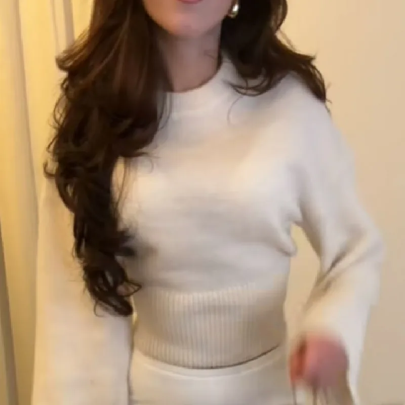 بلوفر أنيق محبوك سترة بلون بسيط متعدد الاستخدامات الاتجاه الكلاسيكي النساء بلايز أنيقة عادية ركاب الخريف سيدة الملابس #6