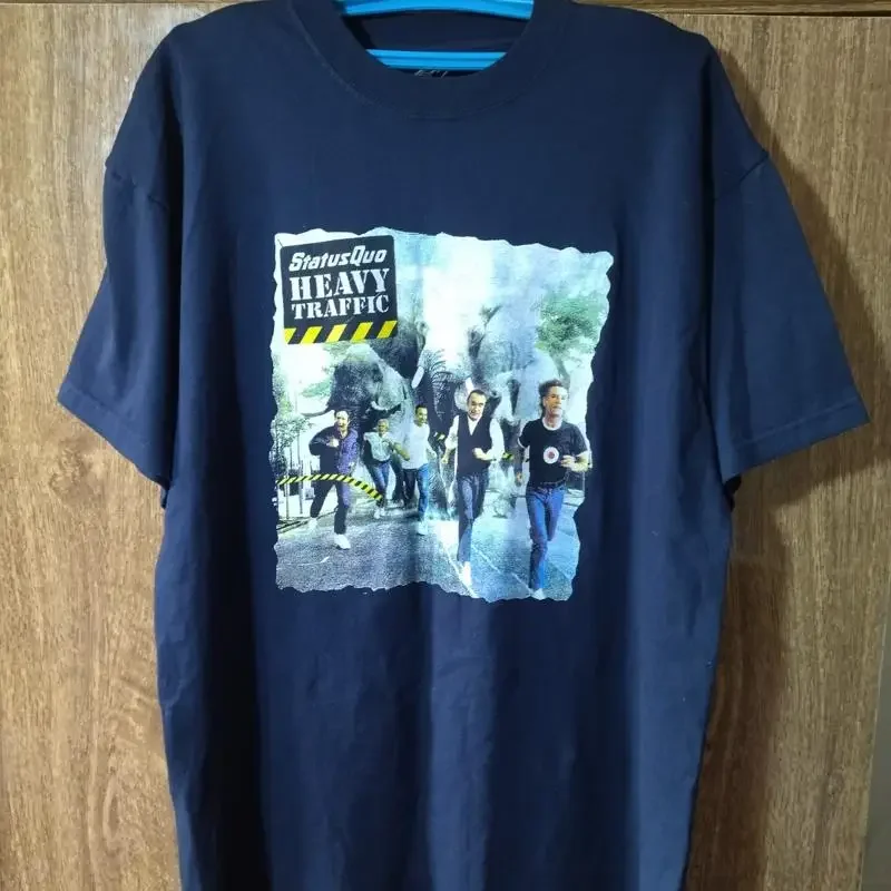 Status Quo Band T Shirt UK Tour 2002 Heavy Traffic Dark Blue Hard Rock Men Size XL