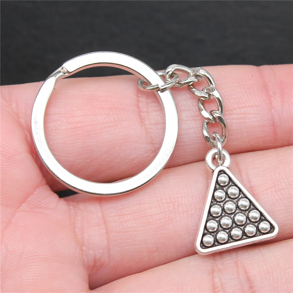 Keychain Holder Dropshipping Vintage Handmade Antique Silver Color 19x16mm Billiards Snooker Pendant Keyring