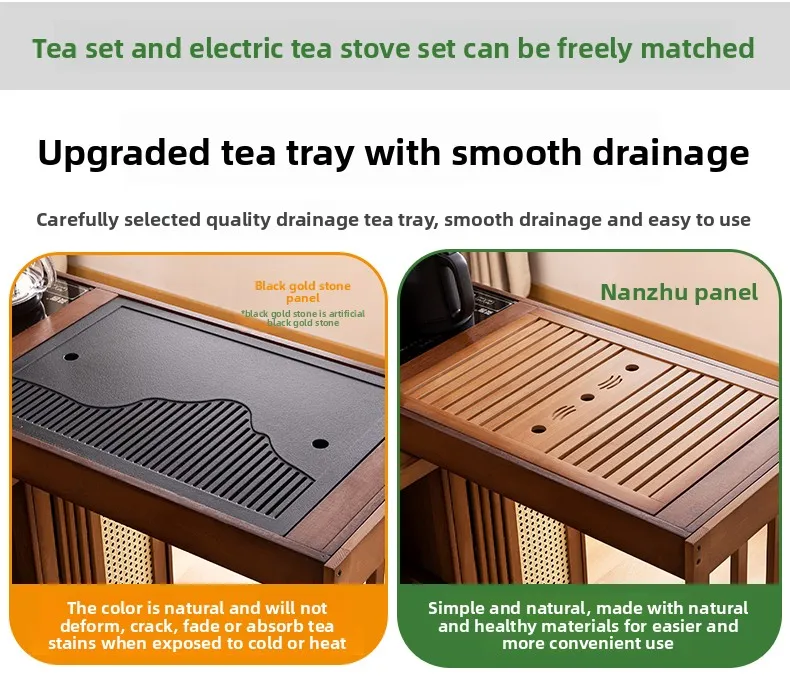 2025 Hot Selling Portable Tea Table with Heating Kettle for Home Balcony Tea Ceremony