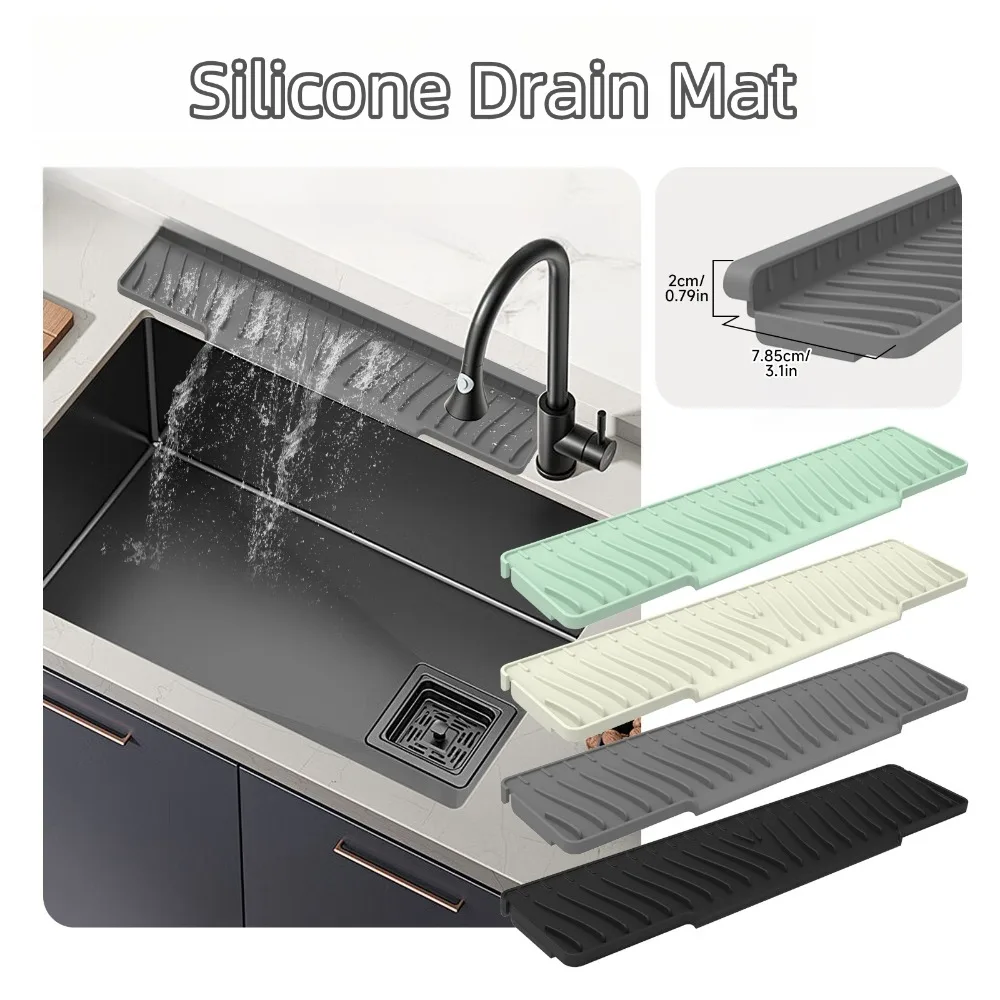 

New Silicone Drain Mat 45cm Lengthen Faucet Accessories Sink Splash Guard Anti-slip Kitchen Sink Holder for Bathroom