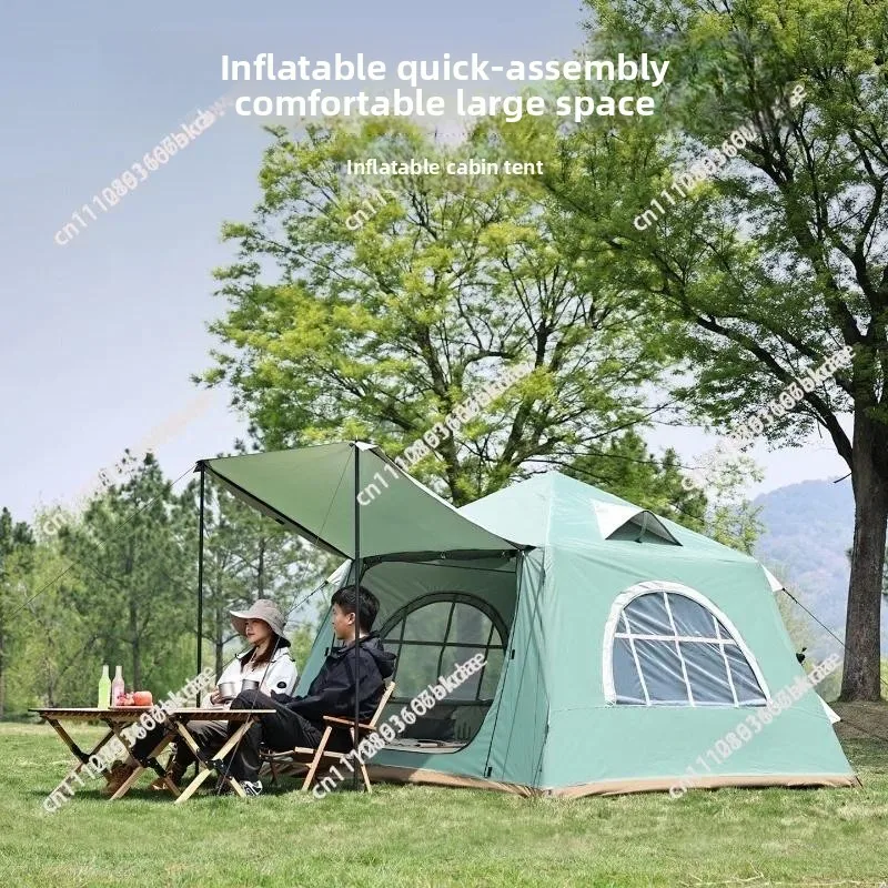 Inflatable Camping Campaign House Roof Waterproof Inflation Luxury Family Party Tent 4-5 People Quick Build 4-season Tent