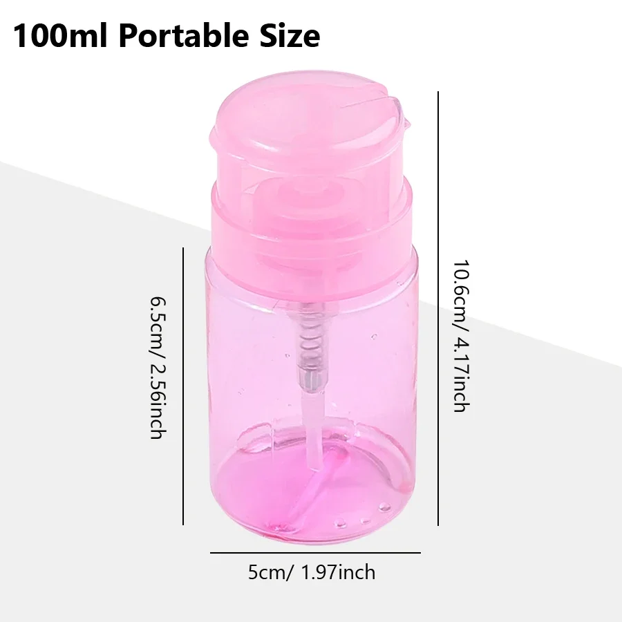 100ml com tampa imprensa garrafa bomba dispensador recarregável unha polonês removedor de maquiagem manicure recipiente mais limpo