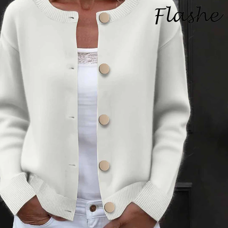 Maglione cardigan da donna autunno inverno o collo manica lunga con bottoni maglione lavorato a maglia giacca cappotto di maglieria moda donna