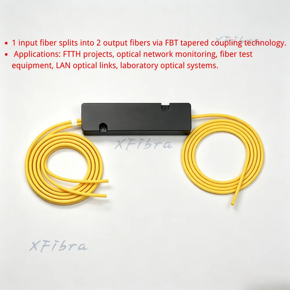 1x2 PLC ABS Fiber Optic Splitter Bare Fiber No Connector Single Mode Optical Coupler 1310/1550nm ABS Box FTTH Network