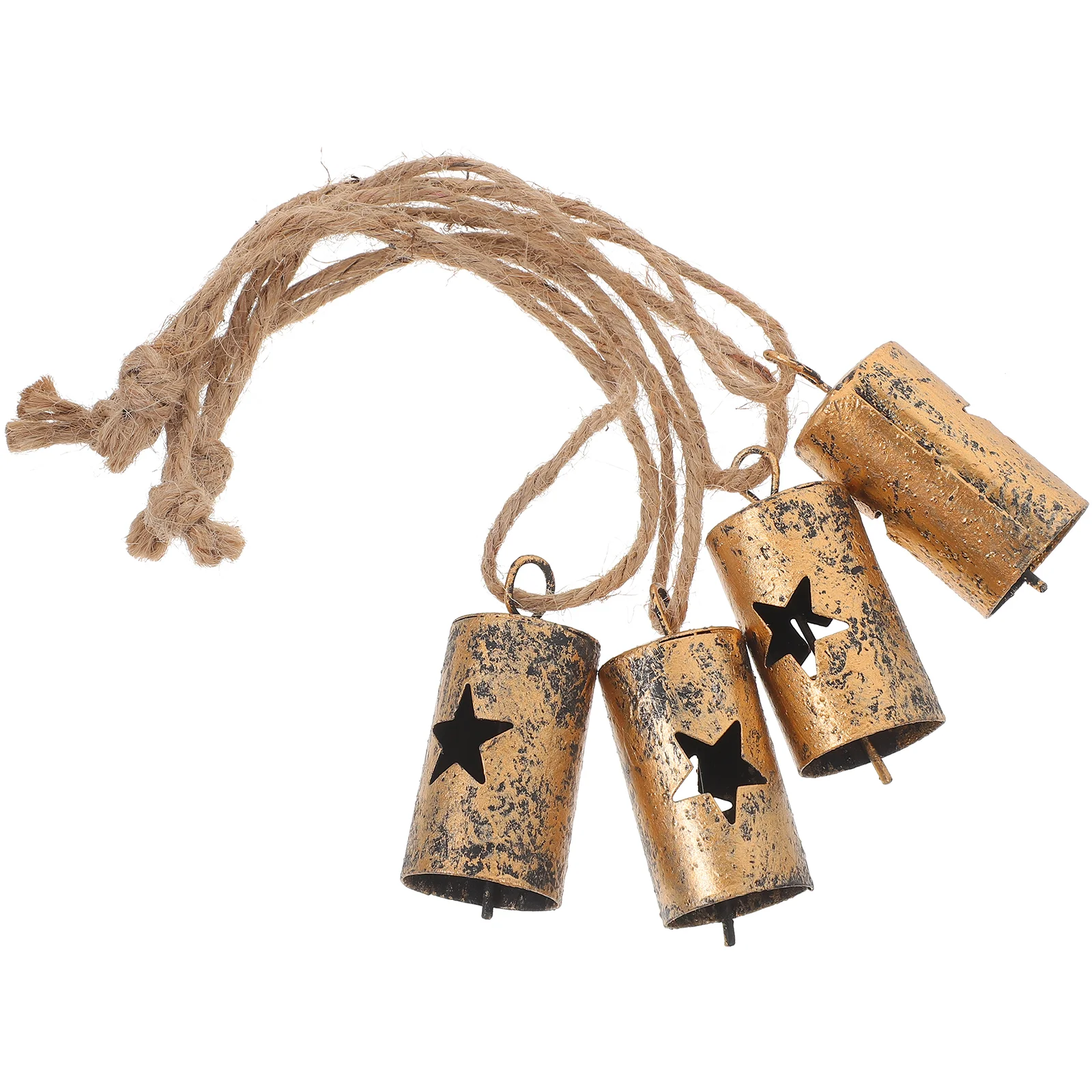 4 Uds. Campanas de campana de Metal Vintage, campanas de árbol de Navidad, adorno de pentagrama, campanas rústicas colgantes, colgante de campana Vintage