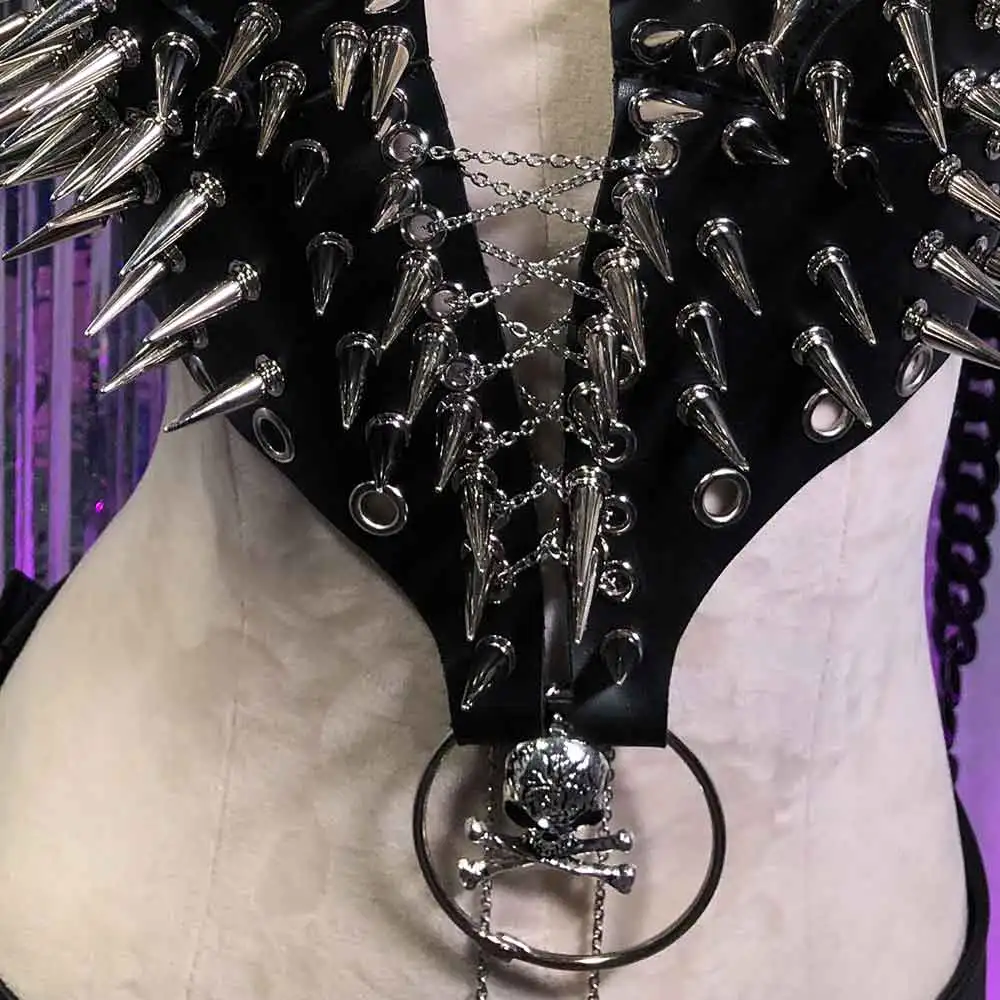 فاسق الصخرة ايكو الجرونج Harajuku Emo Y2K الرسن بروتيل القمم رصع برشام الجمجمة E-الفتيات لتقوم بها بنفسك Kawaii القوطي القوطية يدوية الصنع #4