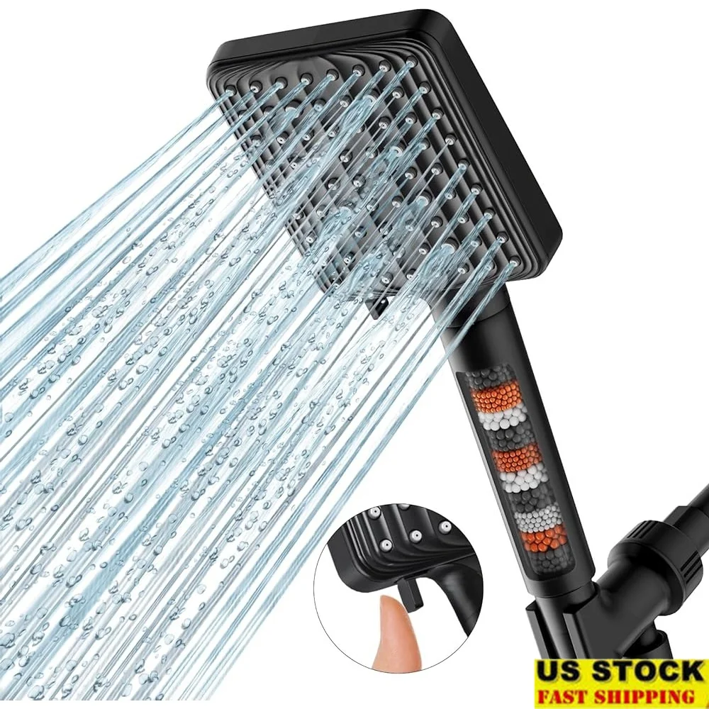 

Насадка для душа с фильтром высокого давления, 6 режимов, ручная насадка для душа с минеральными бусинами, простая установка, съемная конструкция с защитой от засоров