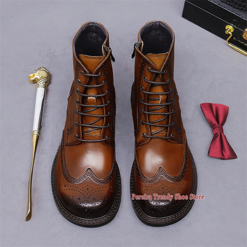 

Мужские ботинки челси в британском стиле, черные, коричневые, из натуральной кожи, на шнуровке, мотоциклетные ботинки, осенне-зимние, универсальные, высокие.