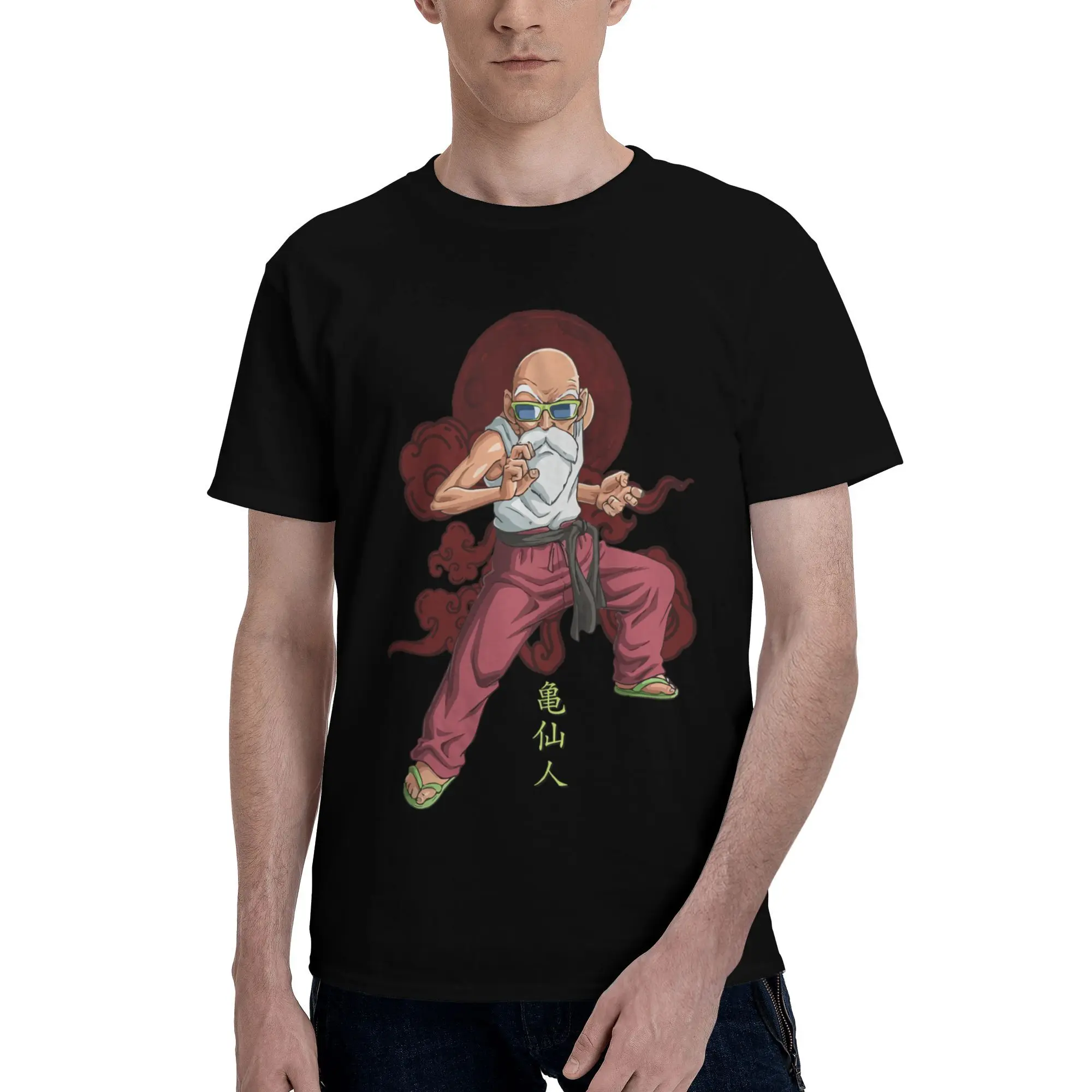 

Custom Funny Master Roshi T Shirt Men Short Sleeved T-shirt Graphic Tee Tops 100% Cotton Regular Fit Tshirt Merch