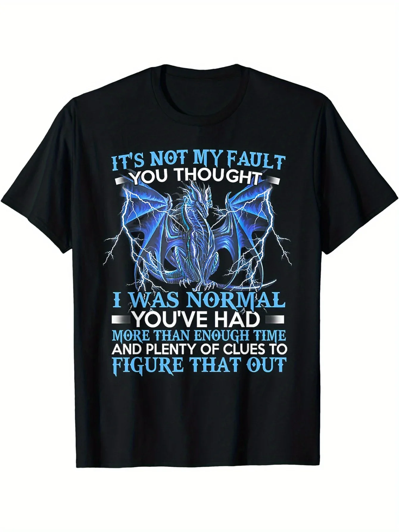 

Dragon Graphic T-Shirt Funny Mythical Creature Quote Cotton Short Sleeve for Men