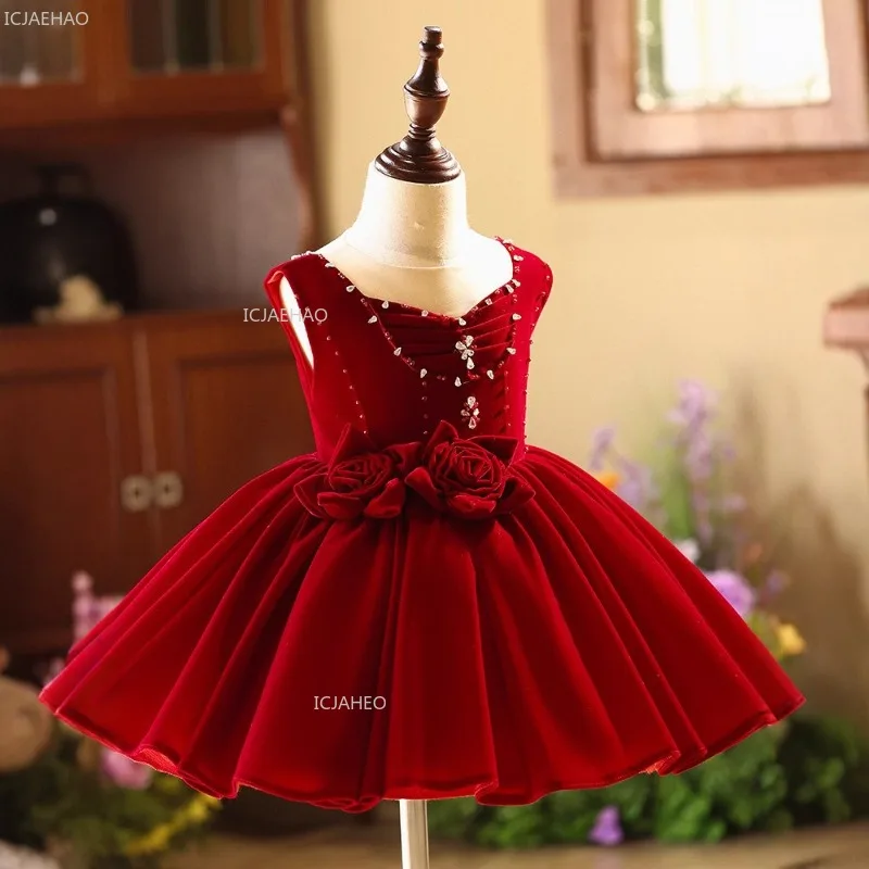 

Детское платье для первого дня рождения, пышное платье принцессы для девочек, детские платья для выступлений на фортепиано, торжественное представление