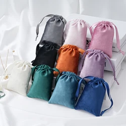 10pcs Soft Velvet Jewelry Packaging Pouch Drawstring Bags Small Chic Jewellery Packaging Wedding Party Halloween Favors Bag