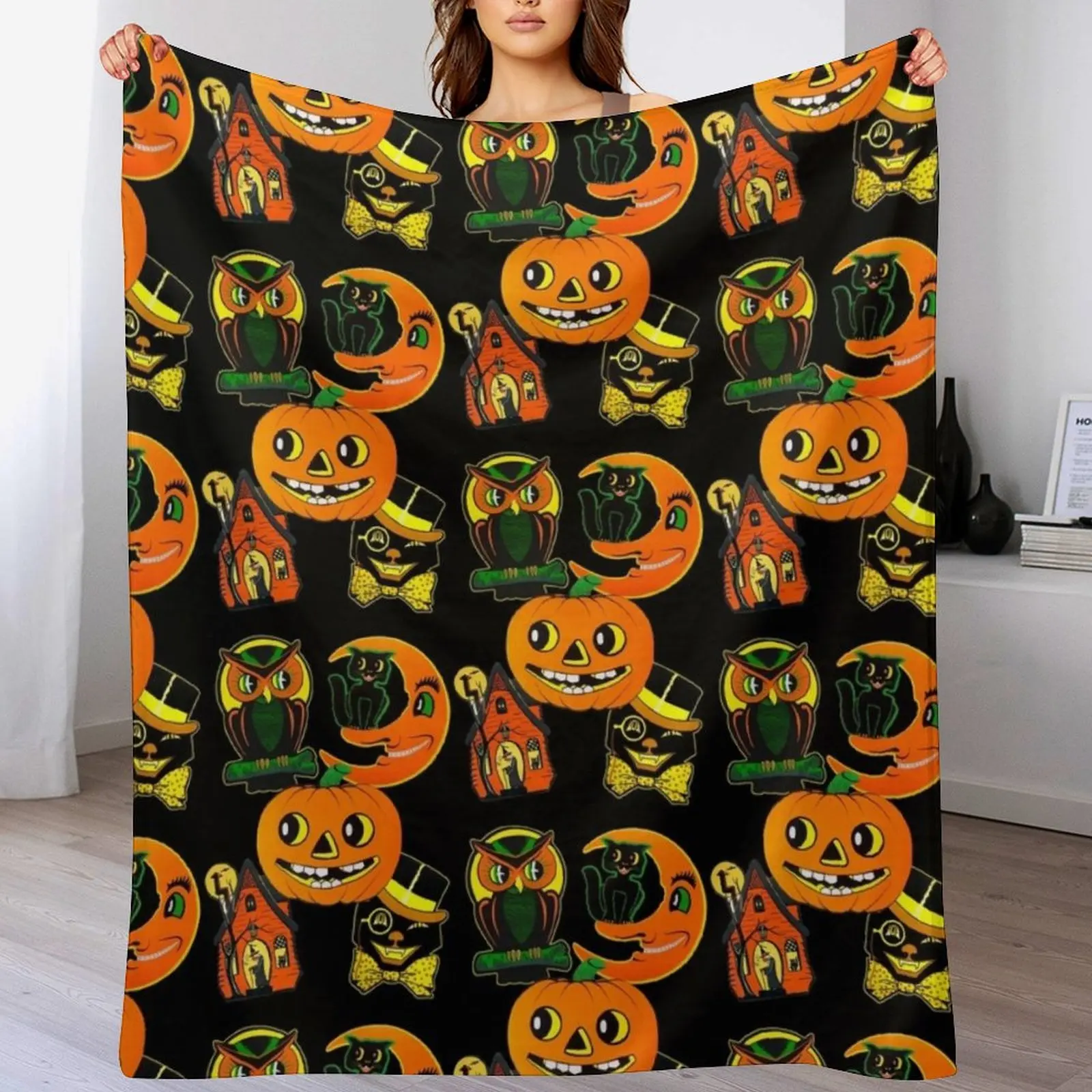 

Vintage Halloween Decorations Throw Blanket All Weather Soft Throw Blanket for Sofa