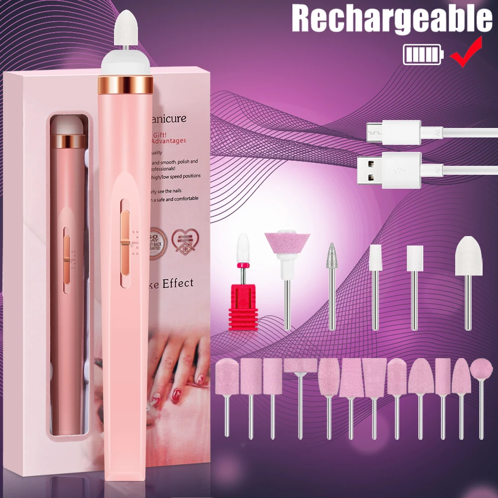 YIKOOLIN 5-in-1 elektrische nagellakboormachine USB-oplader Draagbare manicureset Peeling en polijsten voor nagelsalon