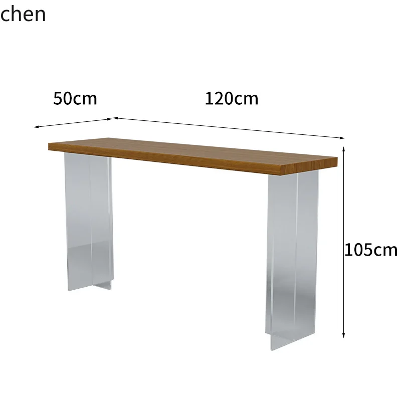 ZML Solid Wood Bar Table Home Balcony Wall-Mounted Long Table Milk Tea Shop High Stool Table and Chair Set