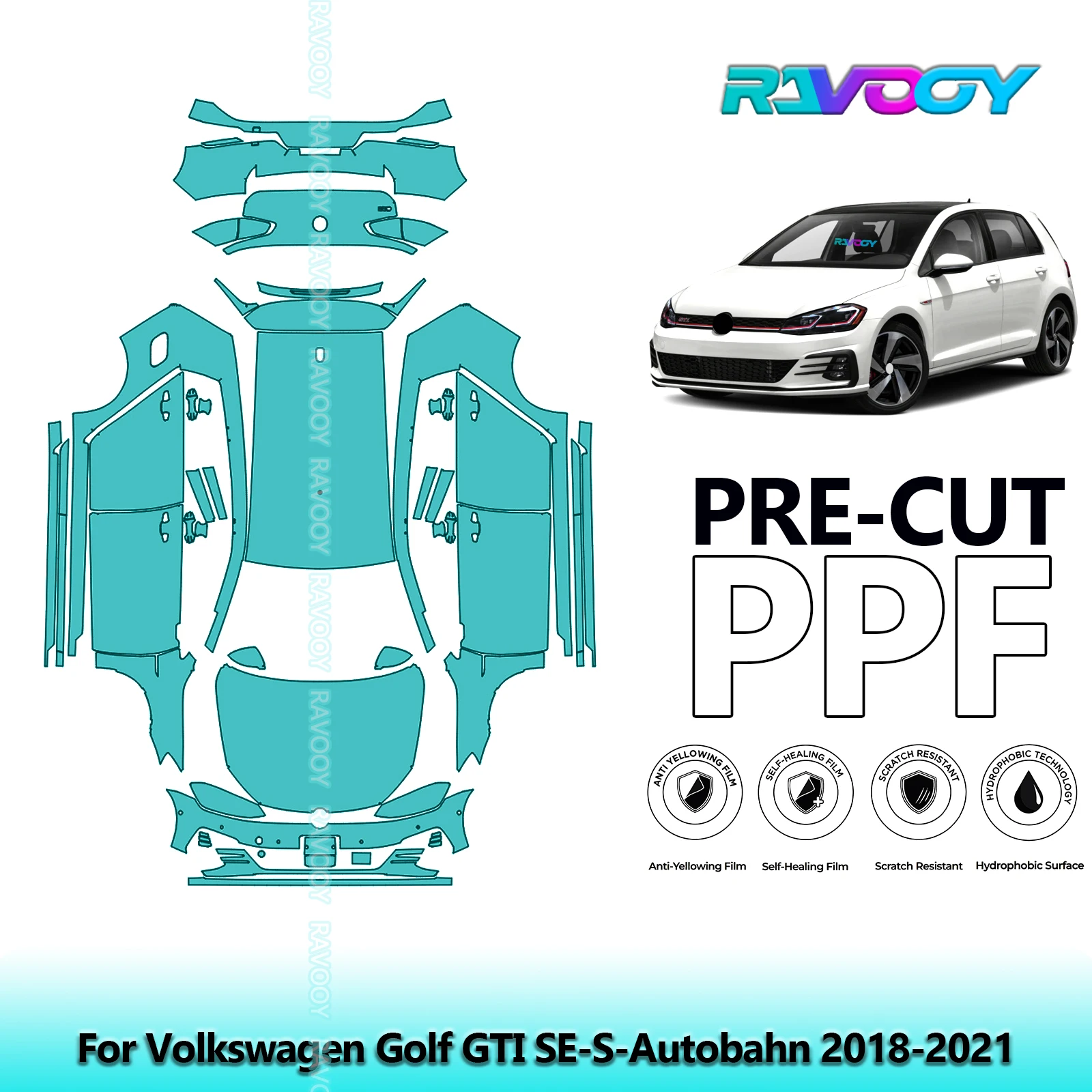 

Full Vehicle Clear Bra Precut PPF Paint Protection Film For Volkswagen Golf GTI SE-S-Autobahn 2018-2021