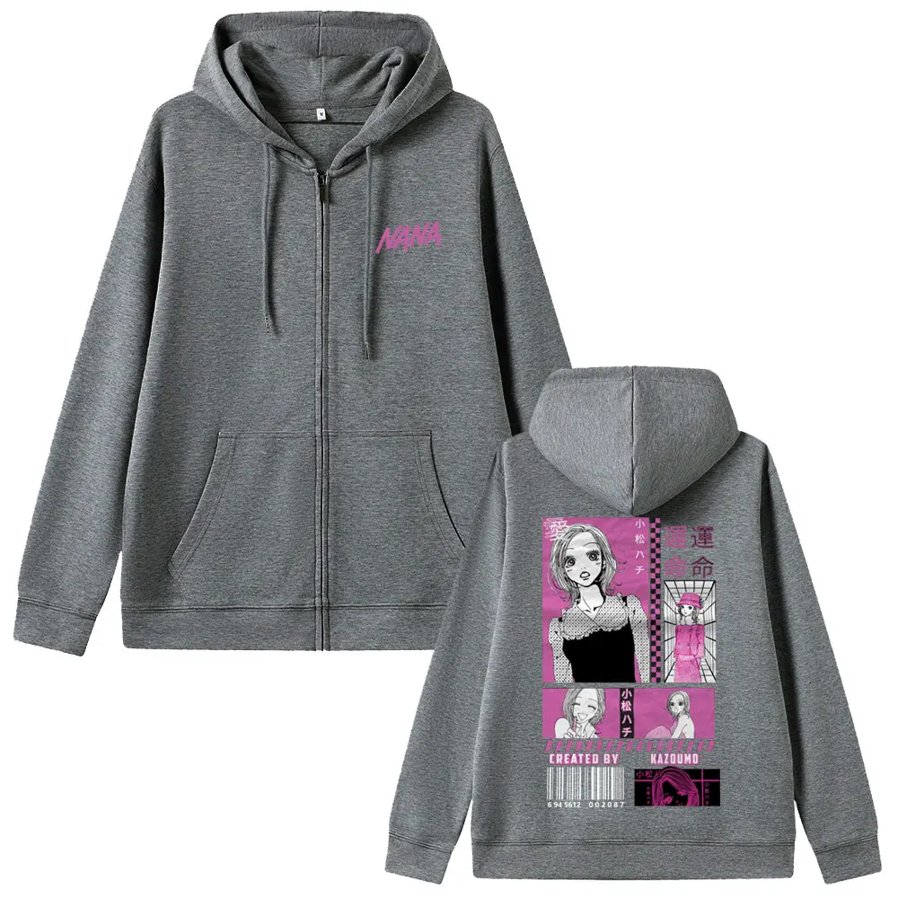 Anime Oosaki Nana Komatsu Nana Graphic Zipper Hoodie Black Stones Zip Up Jacket Men Women Manga Art Aesthetic Zip Up Sweatshirt - view 3