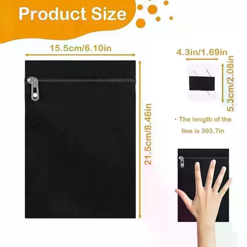 Sew In Side Hidden Pocket With Zipper For Jackets Coats Sweatshirts Inside Security Pocket For Clothing 1Pcs