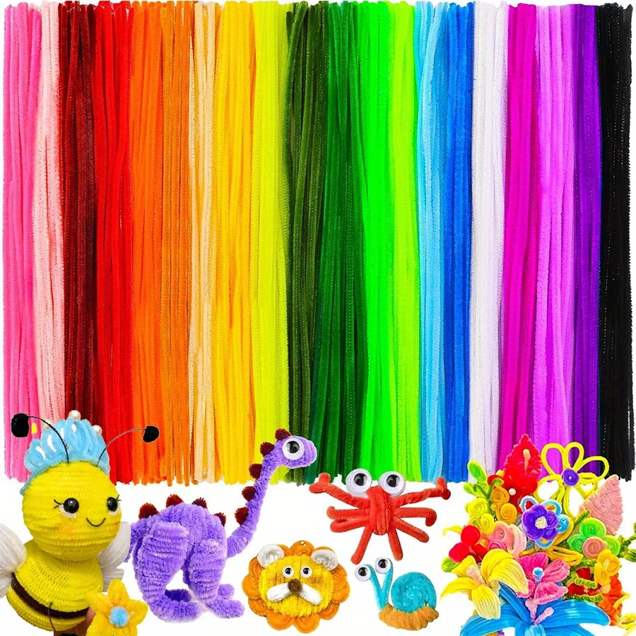 202 Stück 30 cm Bunte Pfeifenreiniger im Großpack - 30 Sortierte Leuchtende Farben Chenille-Stiele, DIY Bastelbedarf für Partydekoration ZSY