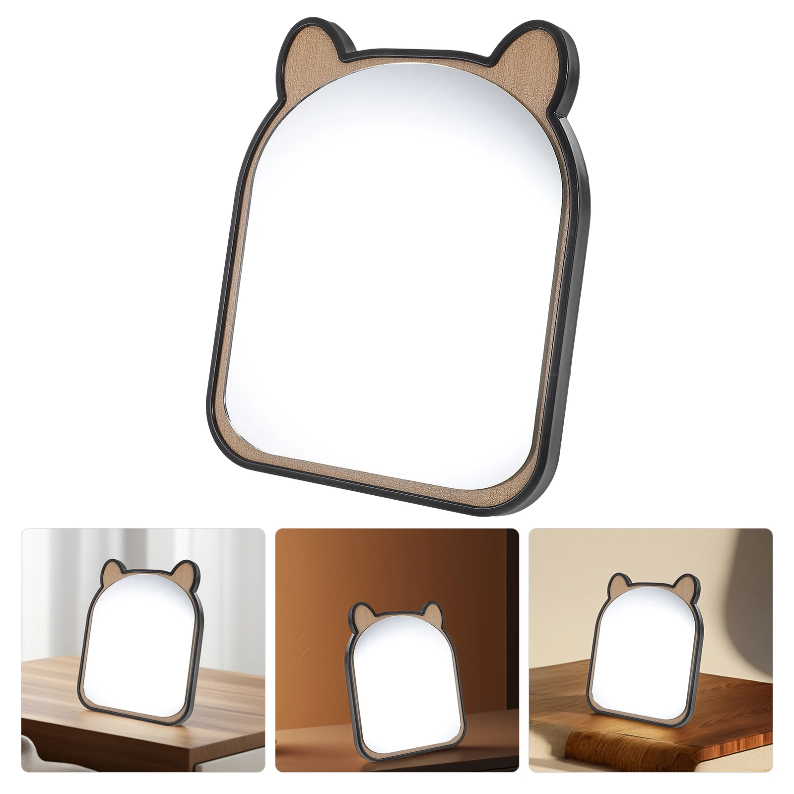 

Cute Animal Shaped Wooden Makeup With Stand Desktop Vanity Compact Tabletop For Travel Home Office Decorative Travel Makeup