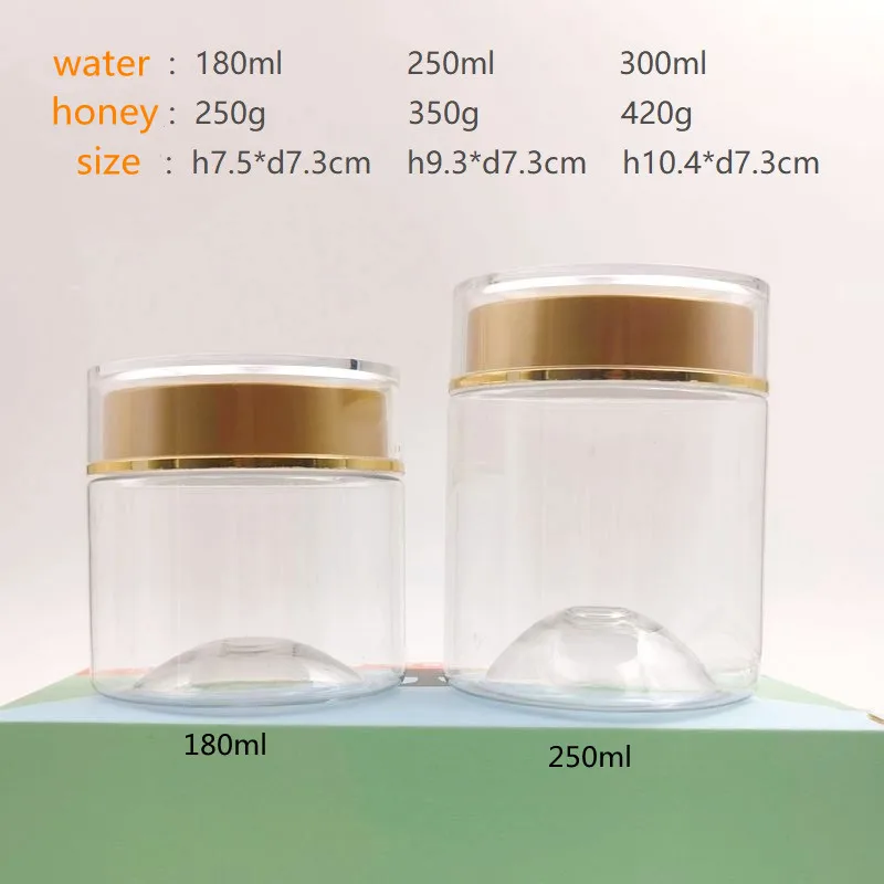 

10/25PCS Clear PET Jar Empty Cosmetic Container Cream Lotion Coffee Powder Honey Bottle With Double Gold-Plated Cover