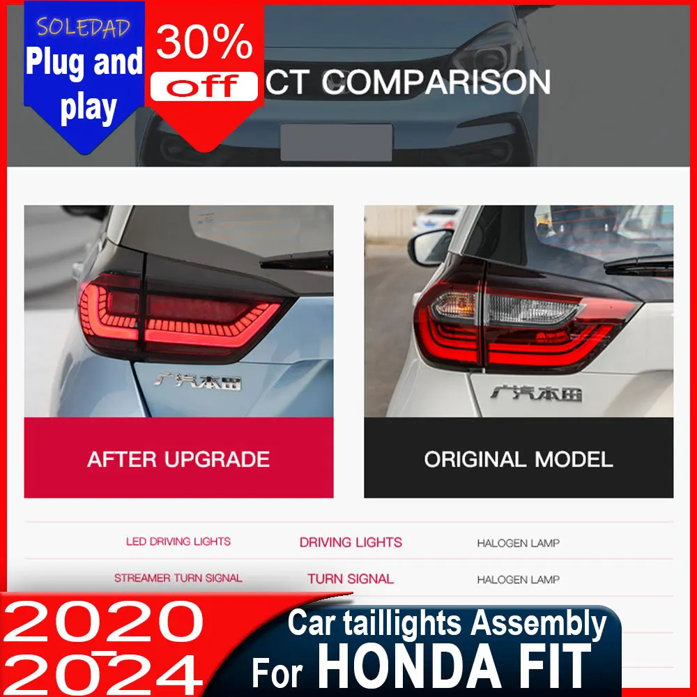 taillight For Honda JAZZ FIT 2021 2022 2023 2024 LED Animation GK5 Trailer Light Tail Lamp Rear DRL Signal Auto Plug And Play